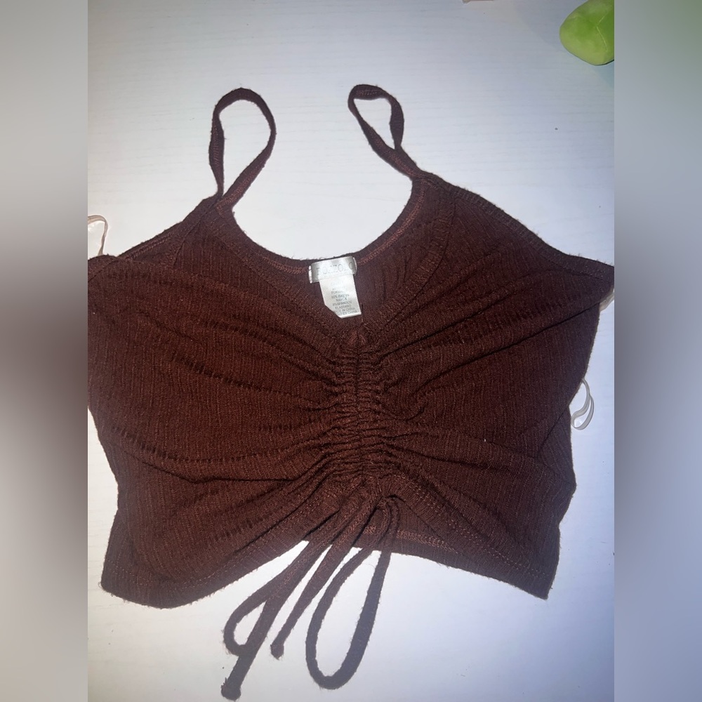 Brown adjustable crop top